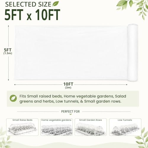 5Ft x 10Ft Garden Netting, Fine Mesh Insect Netting for Plant Protection, Mosquito Bug Bird Barrier Mesh Cover for Vegetables Fruits Flowers Raised Beds | Mosquito Bug Bird Animal Pest Barrier Netting for Garden Row Cover Raised Bed Greenhouse Vegetable F
