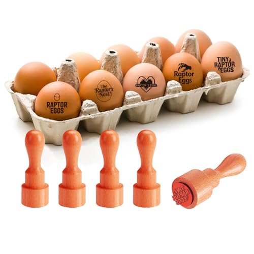 AHANDMAKER 5 Styles Wooden Rubber Egg Stamp Small Mini Stamp Bird of Prey Eggs Pattern Wood Stamps for Easter Egg Decoration DIY Making Scrapbooking Card Stamping Crafting - style: Bird of Prey Eggs