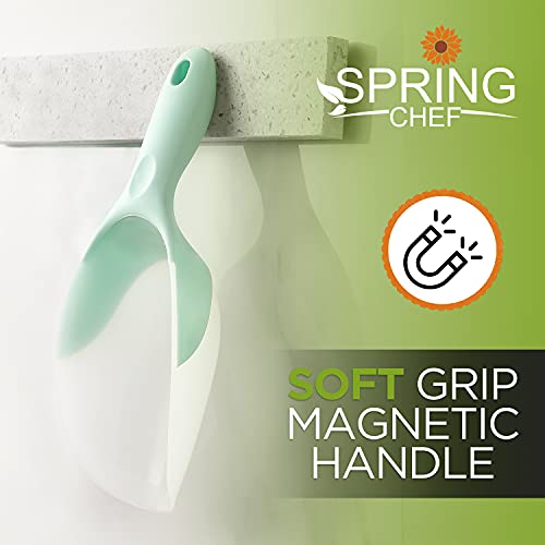 Spring Chef Magnetic Ice Scoop for Freezer, BPA-Free Food Scooper, Mint | Flexi-Plastic Popcorn Scoop with Soft Grip Handle - Dishwasher Safe Ice Scooper - Food Scooper for Flour, Grains, Pet Food - color: Mint