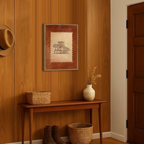 Western Cowboy Riding Horse Wall Art Vintage Southwest Rodeo Wall Decor Picture Rustic Cowboy Poster Canvas Painting Print for Farmhouse Living Room Bedroom 12x16 inch Wood Framed - color: Cowboy B, size: 16"L x 12"W