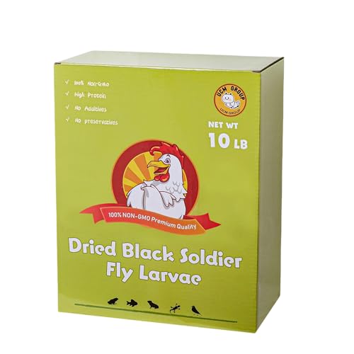 10LB Dried Black Soldier Fly Larvae for Chicken, Poultry, Wild Birds,100% Natural Non-GMO, No Additives, Treat, More Calcium Chicken Treats Than Mealworms - size: 10 Pound (Pack of 1)