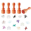 AHANDMAKER 5 Styles Mini Wooden Rubber Stamps, Carrier Pigeon Letter and Envelope Patterns Round Handle Stamps Decorative Wooden Stamp for DIY Crafting Scrapbooking Diary Decoration(No Ink Include) - style: Carrier Pigeon Letter