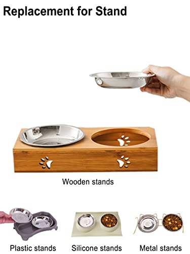 VENTION Stainless Steel Shallow Cat Food Bowl 5 Inch, Mini Whisker Fatigue Cat Food Dish 7.4 Fl.oz, Replacement Basic Kitten Bowls Bulk for Elevated Stand, Dishwasher Safe (Set of 2) - size: 5 Inch-Outer Dia.