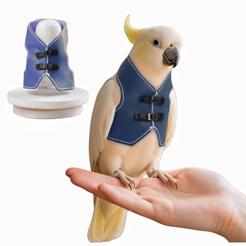 Bird Clothes, Parrot Leather Jacket, Cute Bird Costume Cosplay Photo Prop, Parrot Apparel for Eclectus, Budgerigar, African Greys Parakeet, Conure, Cockatiel, Love Birds-Cowboy Style,Blue,L - color: Blue, size: Large