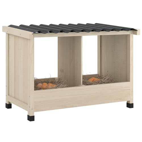 Wooden Chicken Nesting Box, Wall Mounted or Floor Use, 2 Holes | Chicken Coop Accessorie with PVC Roofing, Preventing Egg Falls, Easy to Assemble, Backyard and Farms - size: 25.6"L x 15.0"W x 16.9"H