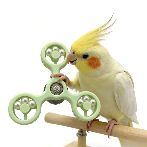 Spinning Bird-Toys Bird Cage Toys & Bird Perch Parrot-Parakeet Budgie Cockatiel Conure Macaw Chicken Parrot Enrichment Cage Accessories Small Animal Chewing Toy (Green Spinner) - color: Green Spinner