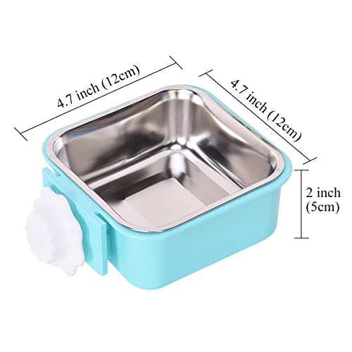 Dog Crate Bowl, Hanging Stainless Steel Removable Pet Crate Water & Food Bowls, Pet Cage Feeder Container Coop Cup for Cat Puppy Birds Rats Guinea Pigs Rabbit Hamster (2PCS) - color: Pink/Blue