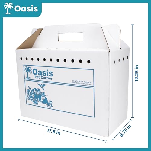 Disposable Cardboard Pet Carrier 12/Case | Sturdy Corrugated Cardboard Carrier | 17.5" L x 12.25" H x 8.75" W