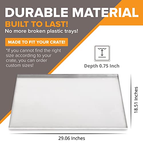 Metal Dog Crate & Kennel Replacement Tray/Pan, Galvanized, 29x19 in | Chew-proof, crack-proof, rust-resistant. Fits Most Standard 30 in Crates. - size: 29.1"L x 18.5"W x 1.0"H