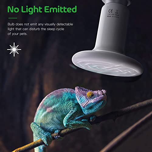 Simple Deluxe 100W Reptile Heat Lamp Bulb No Light Ceramic Heat Emitter Brooder Coop Heater for Amphibian Pet & Incubating Chicken, Snake, Lizard, Spider, 2-Pack,White - size: 2 Pack, style: White