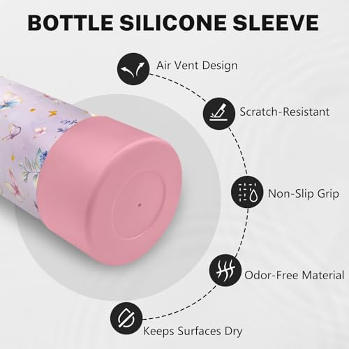 Butterfly 18oz Water Bottle, 2 Lids Handle, Insulated Travel Cup | 18oz Stainless Steel Sport Tumbler, Reusable Leak proof Anti Slip Boot Mug, Christmas Birthday Gift for Son Daughter - color: Butterfly