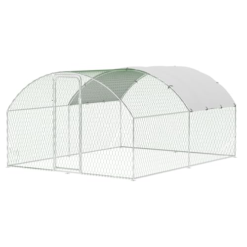 Large Metal Chicken Coop, Metal Chicken Run with Waterproof and Anti-Ultraviolet Cover for Outside, 9.8 x 13.1 x 6.5 Ft Walk-in Poultry Cage, Outdoor Chicken Pen for Backyard and Farm - size: 118.1"L x 157.5"W x 78.7"H