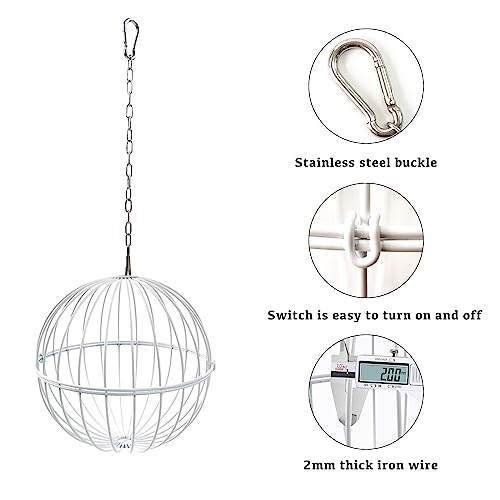 Hanging Chicken Feeder 7.1 Inch Chicken Veggie Treat Ball 1PCS White | Large IronSturdy Chicken Treat Holder with 15.7 Inch Hanging Chain - color: White