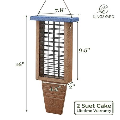 Kingsyard 2 Pack Double Tail-Prop Suet Bird Feeder | Recycled Poly Lumber Suet feeder, Sturdy & Durable, Outside Hanging, Great for Woodpecker & Clinging Birds, Green - color: Green