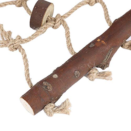 Bird Rope Climbing Net Swing Hanging Toy Bird Swings Net, Wooden Ladder Swing Hammock with 2 Hooks and Woven Rope for Finches Climbing Chewing Pet Cage Hanging Toy