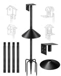 Bird Feeder Pole Kit with Squirrel Baffle, 76 Inch Heavy Duty Bird House Pole, 1-Inch Diameter Metal Bird Feeder Stand with Mounting Plate for Outdoor Smart Bird Feeders - size: 76in With baffle