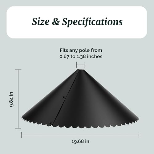 19 Inch Squirrel Baffle for Bird Feeder Pole, Fits 0.67" to 1.38" Poles, Wrap Around Bird House Guard, Heavy Duty Weatherproof Outside Squirrel Stopper for Shepherd Hooks,