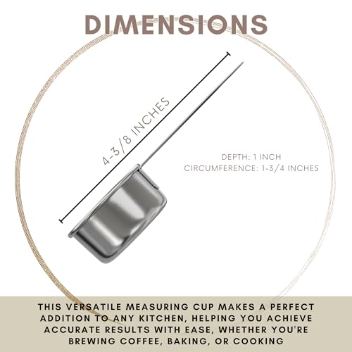 1/8 Cup Stainless Steel Measuring Cup | Sturdy Metal 30 ml | 30 cc | 1 oz | Single Cup for Wet and Dry Ingredients | Great for use as 1/8 Cup Coffee Scoop - 1 PK - size: 1/8 Cup