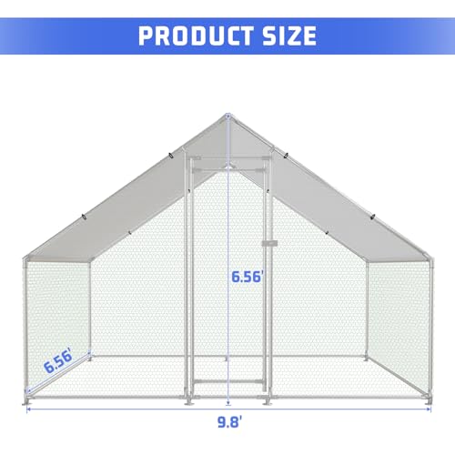 HEYTOWN Large Metal Chicken Coop Chicken Pen Walk-in Poultry Cage with Water-Resident and Anti-UV Cover Chicken Runs for Yard with Cover Duck Rabbit Dog House Outdoor - size: 78.0"L x 117.6"W x 78.0"H
