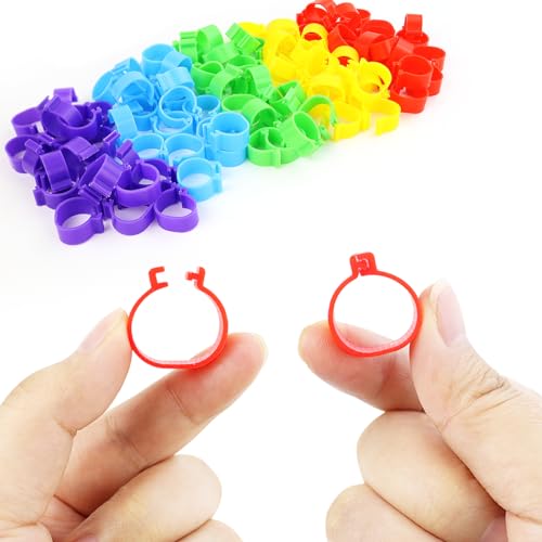 Tenalleys 100 PCS Chicken Identification Band 5Color Chicken Leg Rings 16mm Poultry Foot Rings Leg Bands Clip-on Rings for Poultry Identification