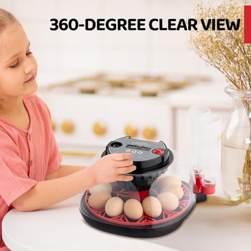US 12-Egg Incubator with Automatic Egg Turning, Temperature & Humidity Control, Auto Water Addition & LED Egg Candler - Hatching Machine for Chicken, Duck, Goose, Pigeon, Quail & Bird Eggs