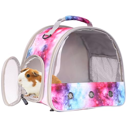 Guinea Pig Carrier Cage for 2, Bearded Dragon Travel Carrier for Small Animal Hamster Birds, Portable with Clear Window Transparent View Vet Bag (Carrier - Pink) - color: Carrier - Pink