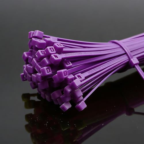 Zip Ties, 100pcs Purple Zip Ties 8 Inch, Plastic Ties Small Zipties Cable Tie Wraps, Multi-Purpose Cable Management Ties, Self-Locking Ziptie for Office and Home(Can bear 30lb) - color: Purple, size: 8" (100 Pack)