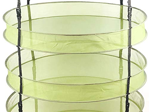 HORTIPOTS Hanging Drying Racks 2 FT Mesh Herb Dryer for Herbs and Clothes (2 FT Diameter, Green) - size: 2 FT diameter
