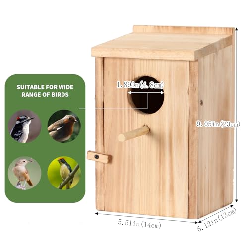 LEOSYY2 Pack Bird Houses for Outside with Clean-Out Door,Bird House Outdoor | Solid wood outdoor nesting boxes for small wild birds, backyard birdwatching, tree or fence mounting