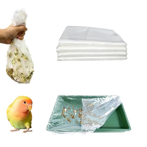 100 Pcs Bird Cage Litter Tray Liners, Disposable Plastic Film | 19.6 × 11.8 Inches Litter Tray Liners for Small Birds Parrots, Dwarf Rabbits, Canaries, etc.