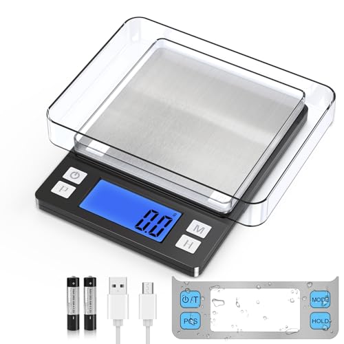 BOMATA Upgraded Small Food Scale with 0.1 g/0.001 oz High Precision | 3000 g/6.6 lb, New Hold Function, Larger Display, USB Rechargeable, Digital Kitchen Scale for Small Item, Jewelry. Black - size: 0.1g/3kg Black