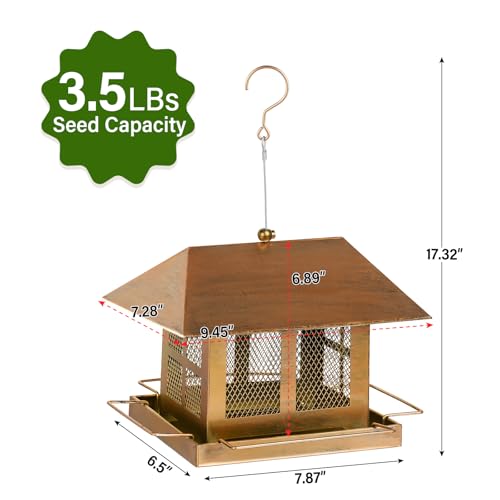 Bird Feeders 3.5LBS for Outdoors Hanging | fit for House Finches, American Goldfinches, Black-capped Chickadees, House Sparrows, Pine Siskins, Chipping Sparrows so on - size: 3.5LBS