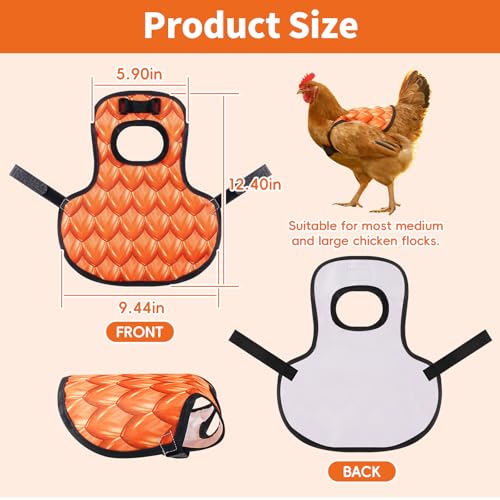 Chicken Saddle for Hens, Chicken Apron Hen Saddle with Adjustable Straps, Waterproof Poultry Feather Cover Vest for Small Medium Hens