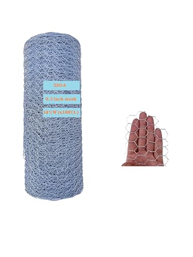 22GA Galvanized 14 in x 100 ft x 1/2 in Mesh Chicken Wire Hexagonal Poultry Netting for DIY Crafting, Pet Cages, Edge Fencing, Lawn Netting - size: 14"x100'-1/2" 22GA