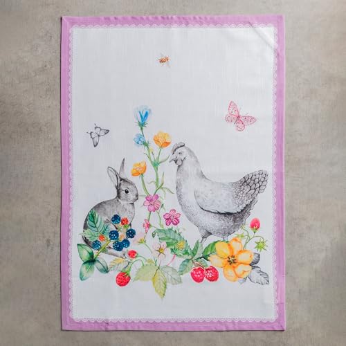 Maison d' Hermine Kitchen Towels Set of 3 Reusable 100% Cotton 27.50" x 20" | Cloth Tea Dish Towels Absorbent with Hanging Loop for Kitchen Dining Party Wedding Hotel Home Spring Summer - Printemps - color: 044 - Printemps