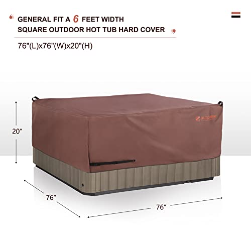 ULTCOVER Smart Selection Outdoor Hot Tub Hard Cover Protector Waterproof Square SPA Cover Cap 76 inch - color: Dark Brown, size: 76"(L)x76"(W)x20"(H)