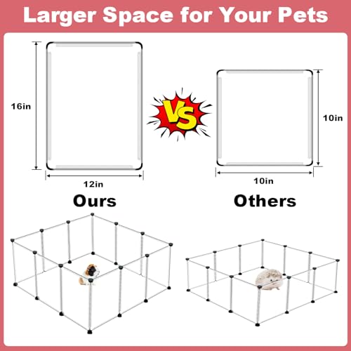 VISCOO 12 Panels Small Animals Playpen,48"x24"x16" Portable Pet Playpen | Puppy Play Pen Indoors Outdoor,Pet Fence for Guinea Pigs,Bunny,Ferrets,Hamsters,Hedgehogs,Plastic Enclosure - color: Transparent, style: 12 Panels - 48"L x 24"W x 16"H