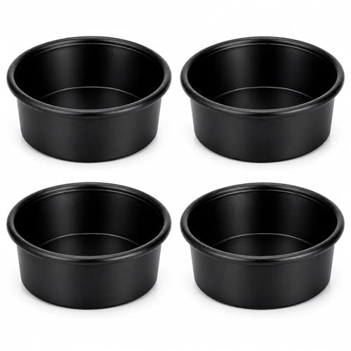 4Pcs Rubber Feed Pan, 1 Gallon Horse Feed Bucket | 10.6 x 4.1 Inches Utility Feed Bucket ,Chicken Dust Bath, Livestock Water Bowl for Pig Goat Chicken Dogs Farm Small Anima - color: Black-4Quart, size: 4PCS