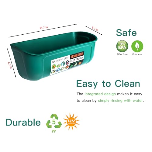 Terminalia Hanging Chicken Feeder Duck Waterer, 2.6 Quart Medium Capacity, No Spill Poultry Feeder Waterer for Backyard Chicken Duck - color: 2Green