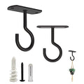 Ceiling Hooks for Hanging Plants 2 Pack - Square Wall Mount Plant Hanger Indoor Hanging Hooks Metal Plant Bracket Iron Lanterns Hangers for Wind Chimes, Planters (Square Black 2 Pack) | Square-style ceiling hooks for hanging plants, baskets, bird feeders,