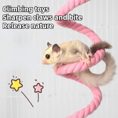 Sugar Glider Toys, Sugar Glider Climbing Ropes, Hanging Toy Cage Accessories, Enrichment Toy, Soft Touch Small Pet Swing Toys for Rats, Birds (Pink) - color: Pink