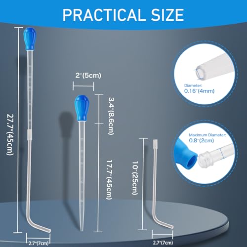 27.7IN Extra Long Turkey Baster for Aquarium Coral Fish Feeder,Blue | 50ml Plastic Turkey Baster Long Syringe, Siphon for Fish Tank Water Changer, Reef Coral Food Spot Feeder