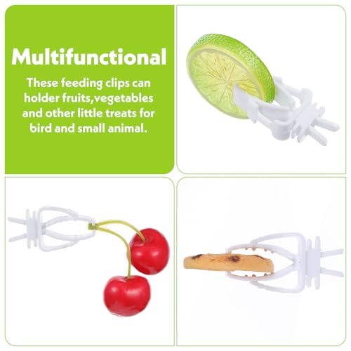 Ouligay 10 Pcs Bird Cage Food Holder, Millet Holder for Bird Cage, Parrot Fruit Vegetable Clips Plastic Bird Feeder Clip for Budgie Parakeet Cockatiel Macaw Conure Cockatoo Small Birds