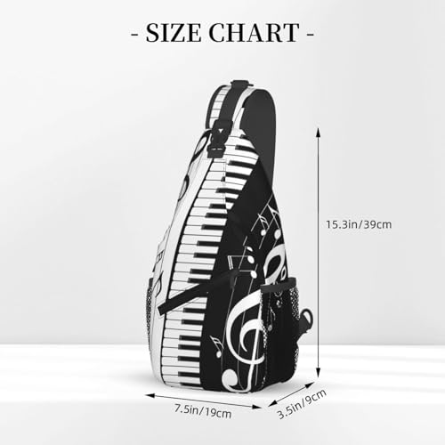 Black And White Piano Music Notes Musical Instrument Sling Backpack Crossbody Shoulder Bag Chest Bag Travel Chest Pack Casual Daypack For Women Men Hiking Sports Working - color: Black4