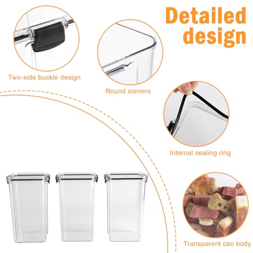 3Pack Pet Food Storage Containers, Airtight Dog Food Storage Container with Locking Clips, Dog Treat Container with a Stickers & Pen for Customizing , for Pet,Bird Seeds,Dog & Cat Treats(Black) - color: Black