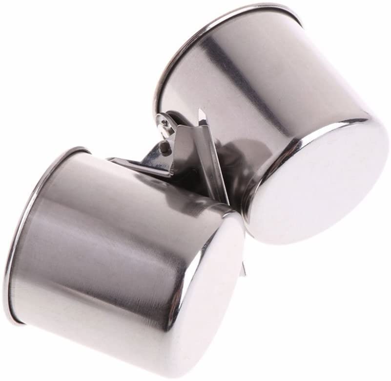 Litewoo Stainless Steel Bird Feeding Cups with Clip for Parrot Cage | 304 stainless steel, durable & rustproof, clip-on design prevents tipping, for parakeet/cockatiel/conure, 2 cups