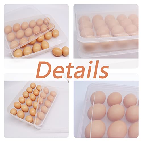 Anyumocz 2 Pack Covered Egg Holder,Clear Egg Holder Storage Container,Stackable Plastic Refrigerator Egg Trays for Deviled Egg,Protect and Keep Fresh(48 Eggs) - style: 1-Layer 48eggs