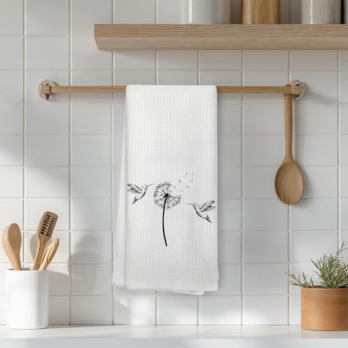 Dandelion Floral Hummingbird Kitchen Towels, Hummingbird Gifts for Women Dish Tea Towels for Kitchen Decor, Rustic Dandelion Botanical Hand Towel for Bathroom, 16x24 Inch - color: 09color