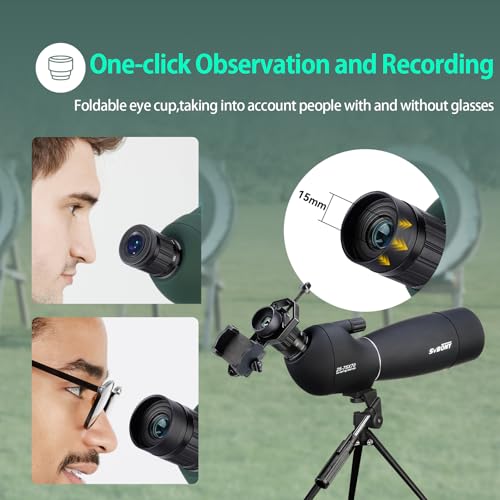 SVBONY SV28 Spotting Scope, Angled 25-75x70 with Tripod for Target Shooting | Spotter Scope, Beginner for Bird Watching, Wildlife, Clearly at 200 Yards, with Phone Adapter, Light Waterproof Fogproof - style: 25-75×70