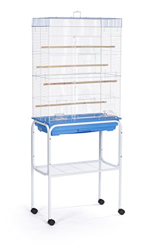 Prevue Pet Products Bird Cage Stand with Shelf - Medium Metal Cage Stand with Rolling Wheels, Mid‑Height for Cage Accessories, Toys, and Storage - White - color: White, size: 19.0"L x 19.0"W x 27.0"H